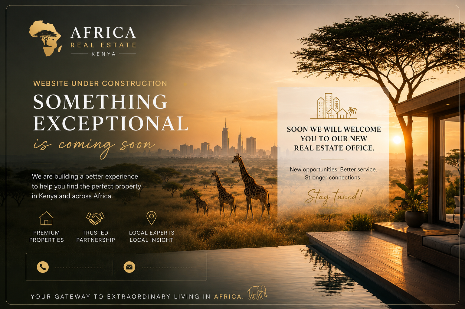 Africa Real Estate Kenya — Something Exceptional is coming soon. Website under construction.